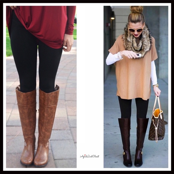 BLACK FLEECE LINED LEGGINGS - FOOTLESS TIGHTS - Picture 8 of 8